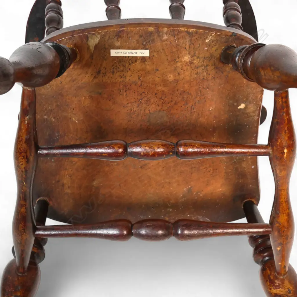 A Victorian elm/beech 'smoker's' bow elbow chair, Image 1++